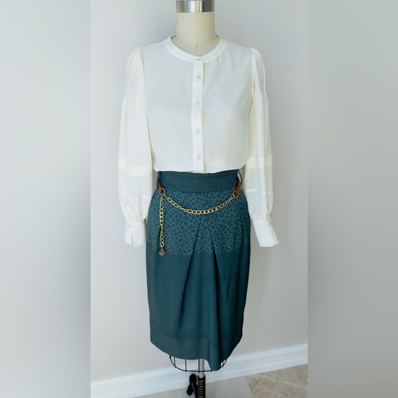 Piazza Sempione Elegant Gray/Green Skirt Made in Italy Size S. - Picture 5 of 17